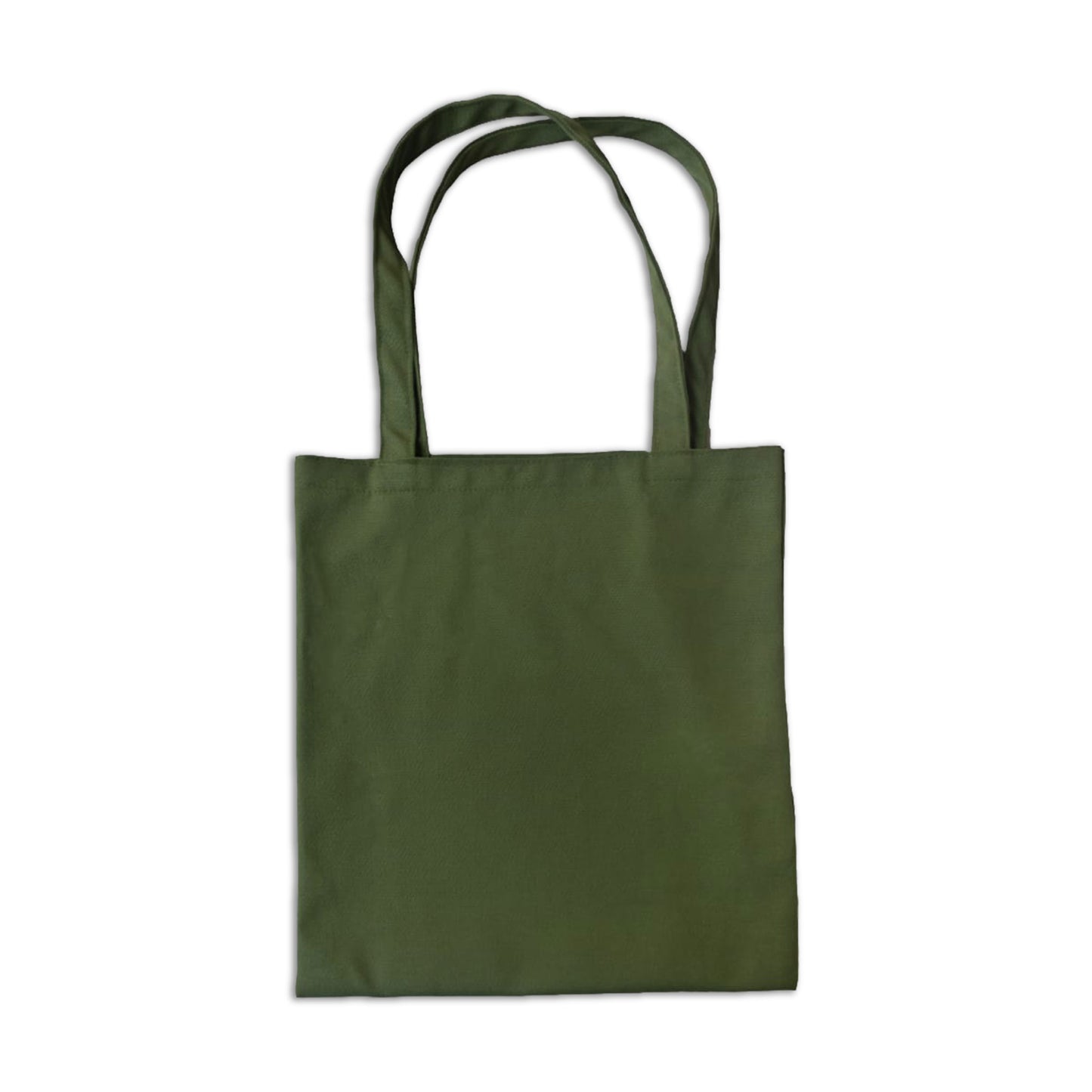 Custom Logo Printed Olive Green Cotton Tote Bags - 330 GSM  - Size 14" by 16"