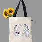 Tote bag with graphic design on a white background