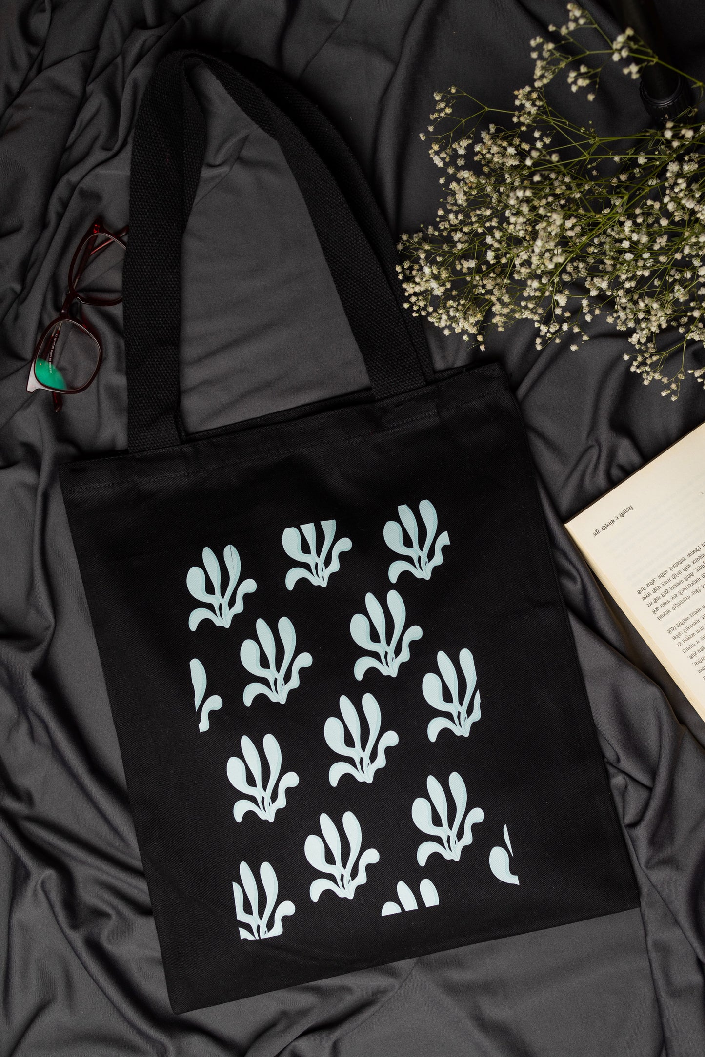 Cotton Canvas Quirky Green Plants drawing Printed Unisex Tote Bag