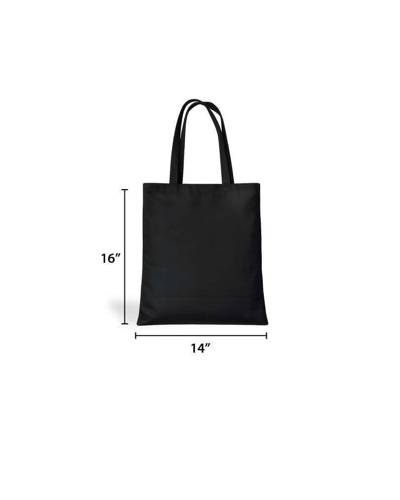Custom Logo Printed Black Cotton Tote Bags - 330 GSM  - Size 14" by 16"