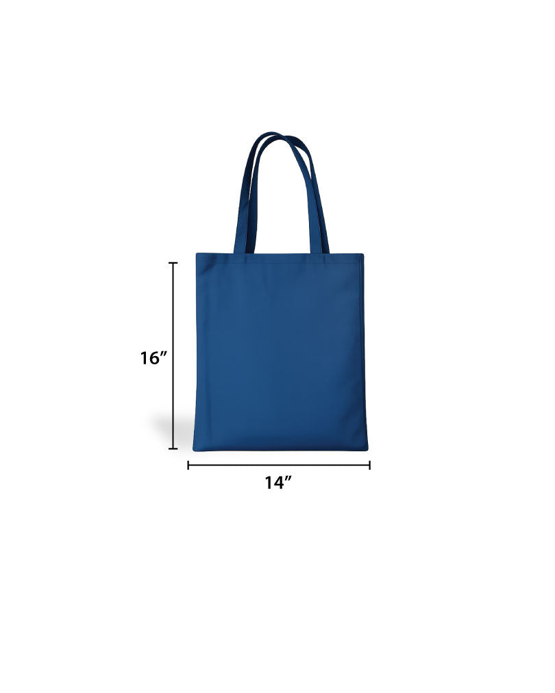 Custom Logo Printed Navy Blue Cotton Tote Bags - 330 GSM  - Size 14" by 16"