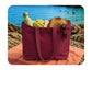Custom Logo Printed Maroon Cotton Tote Bags - 330 GSM  - Size 14" by 16"
