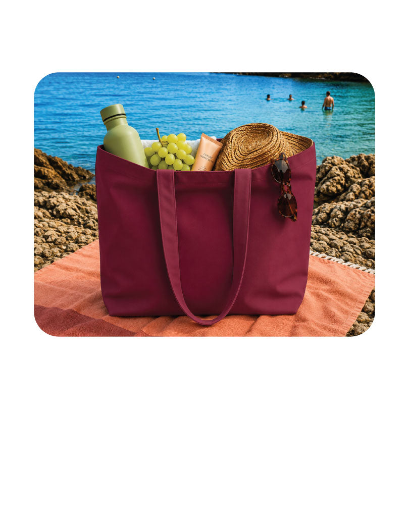 Custom Logo Printed Maroon Cotton Tote Bags - 330 GSM  - Size 14" by 16"