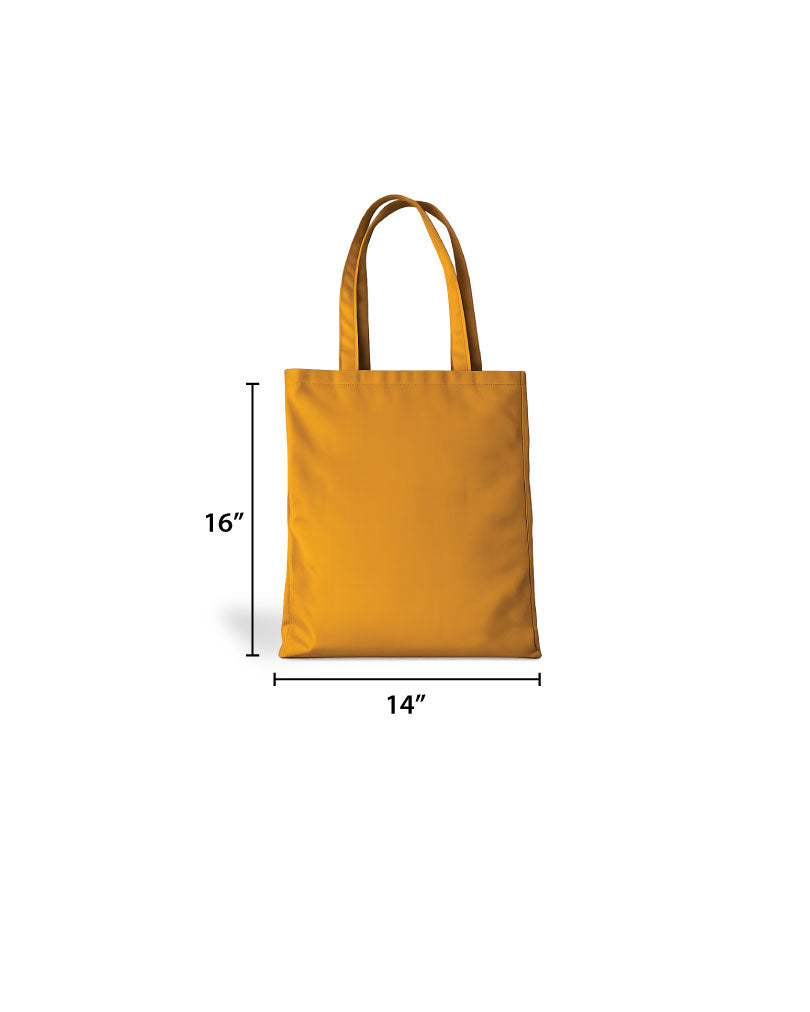 Custom Logo Printed Yellow Ochre Cotton Tote Bags - 330 GSM  - Size 14" by 16"