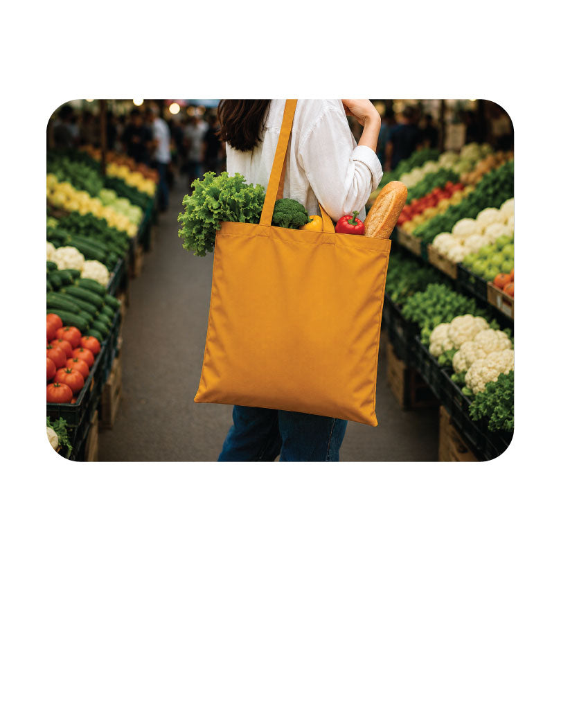 Custom Logo Printed Yellow Ochre Cotton Tote Bags - 330 GSM  - Size 14" by 16"