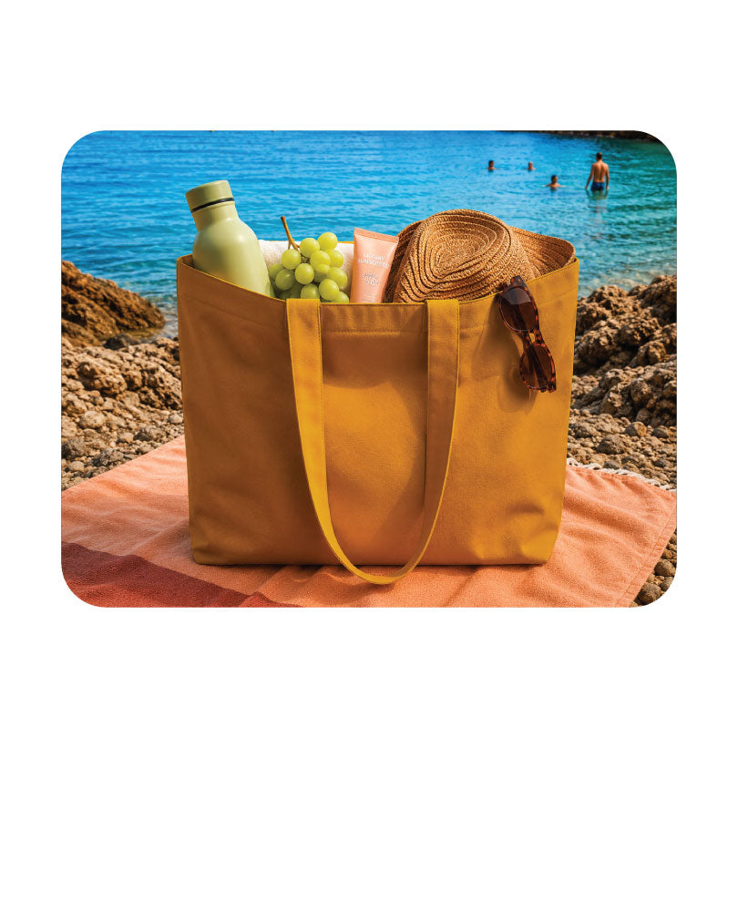 Custom Logo Printed Yellow Ochre Cotton Tote Bags - 330 GSM  - Size 14" by 16"