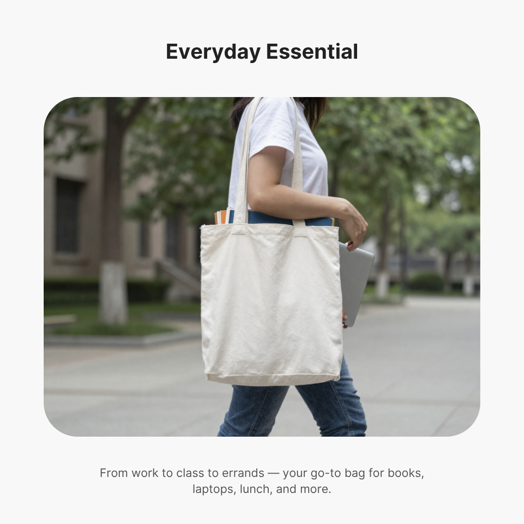 Custom Logo Printed Off White Cotton Tote Bags - 330 GSM  - Size 14" by 16"