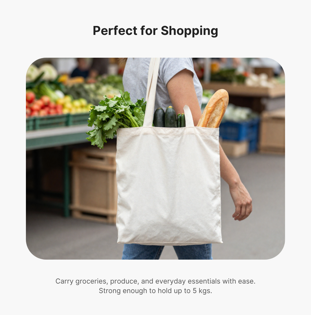 Custom Logo Printed Off White Cotton Tote Bags - 330 GSM  - Size 14" by 16"
