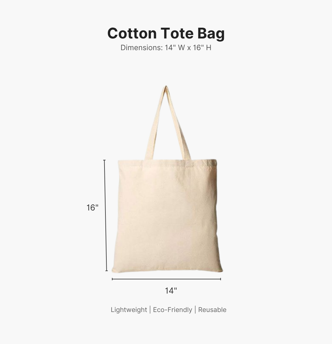 Custom Logo Printed Off White Cotton Tote Bags - 330 GSM  - Size 14" by 16"