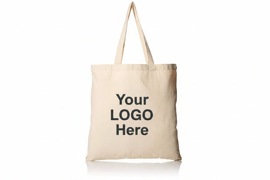 Custom Logo Printed Off White Cotton Tote Bags - 330 GSM  - Size 14" by 16"