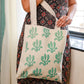 Cotton Canvas Quirky Green Plants drawing Printed Unisex Tote Bag
