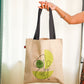 Cotton Canvas Quirky Green Face drawing Printed Unisex Tote Bag