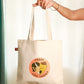 Cotton Canvas Quirky Crazy Dog Lady drawing Printed Unisex Tote Bag