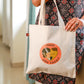 Cotton Canvas Quirky Crazy Dog Lady drawing Printed Unisex Tote Bag