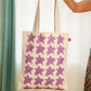 Cotton Canvas Quirky Lilac stars drawing Printed Unisex Tote Bag