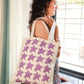 Cotton Canvas Quirky Lilac stars drawing Printed Unisex Tote Bag