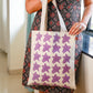 Cotton Canvas Quirky Lilac stars drawing Printed Unisex Tote Bag