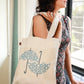 Quirky umbrela design on canvas tote bag